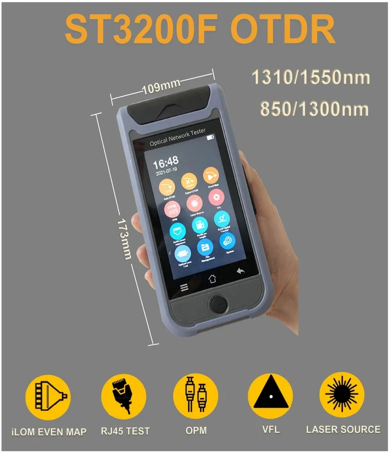 ST3200F Handheld OTDR-single-mode-and-multimode 850/1300/1310/1550/1625/1650 Sm mm Mini Otdr Fibra Activa