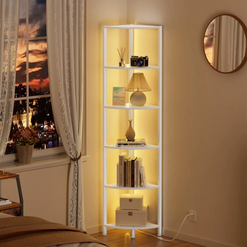 6-Tier Corner Shelf with LED Light 3