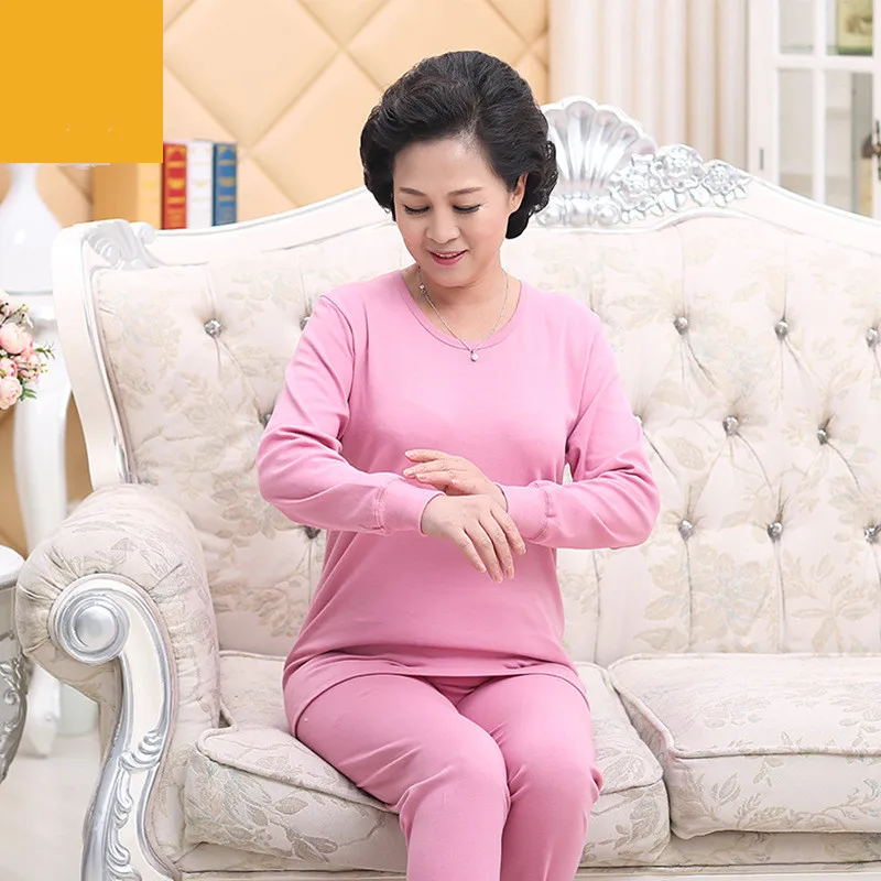 

Thicken 100% Cotton Pajamas For Women New Autumn Winter Long Sleeve Sleepwear Warm Middle Aged Mother Nightwear Set Home Wear