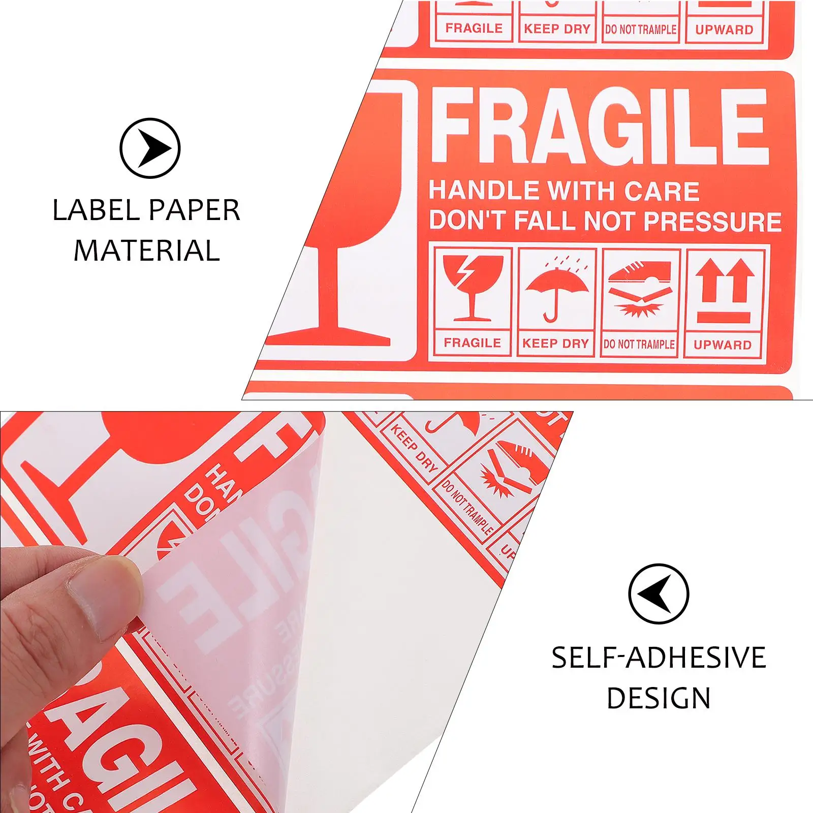 Хрупкие наклейки, самоклеящиеся предупреждающие этикетки для коробок, картонных коробок, упаковки, доставка, бумажный материал премиум-класса, долговечный