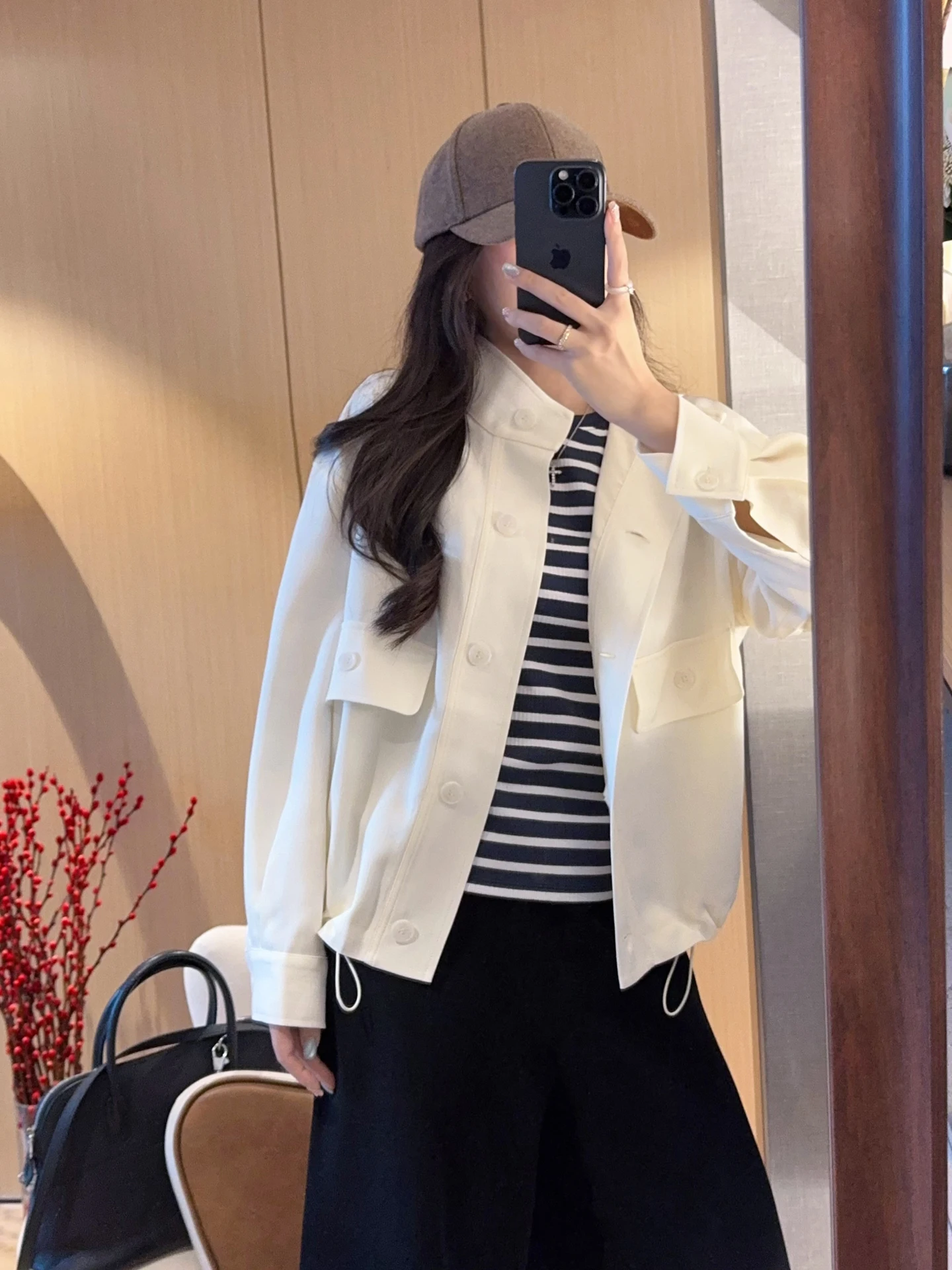

Casual Loose Short Jacket Stylish Versatile Spring New Acetate Black Stand Collar Women's Jacket Non-Stretch Standard Fit Lon...