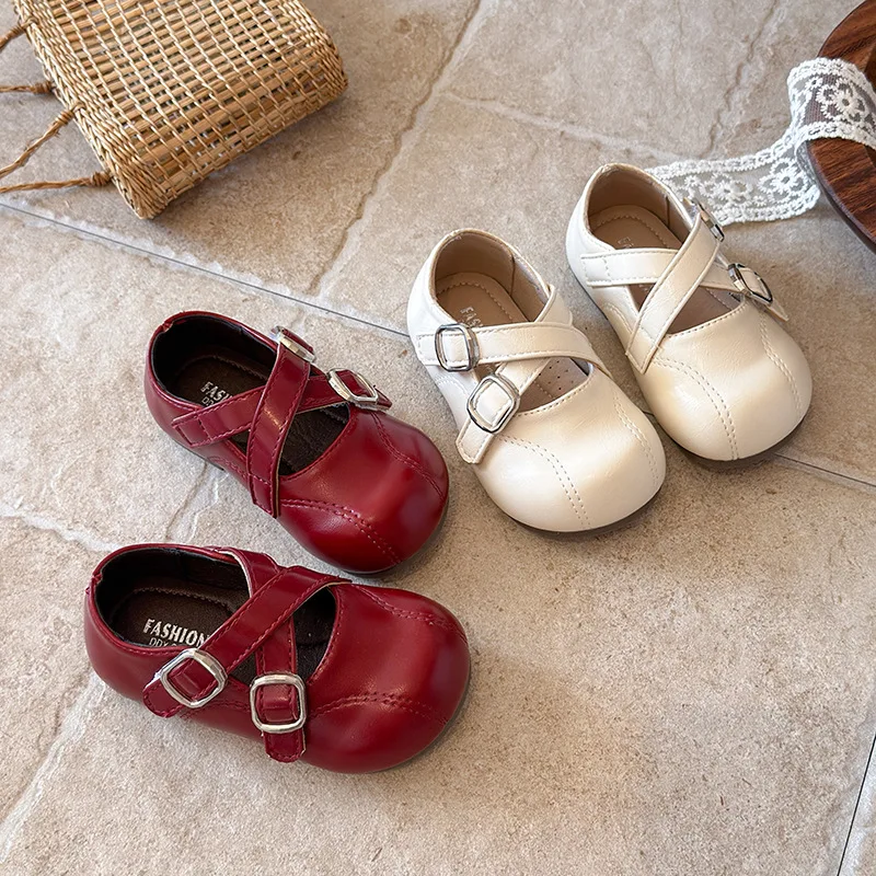 Autumn Girl's Flat Shoes Round Toe Hook-loop Shallow Chic Kid's Shoe Solid Colors Anti-slip Daily Casual Children Shoes 21-30