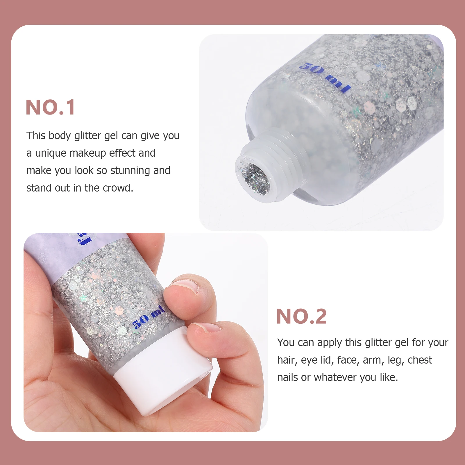 50 مل جل لامع للجسم، شعر أظافر سائل للمهرجانات، ترتر لامع للنساء، مقاوم للماء، يدوم طويلاً #4