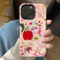 Recruiting Peach Blossom Graffiti Case for IPhone 16 15 14 13 Pro Max 12 11 Pro Plus XR Protective Hard Acrylic Ultra Thin Cover