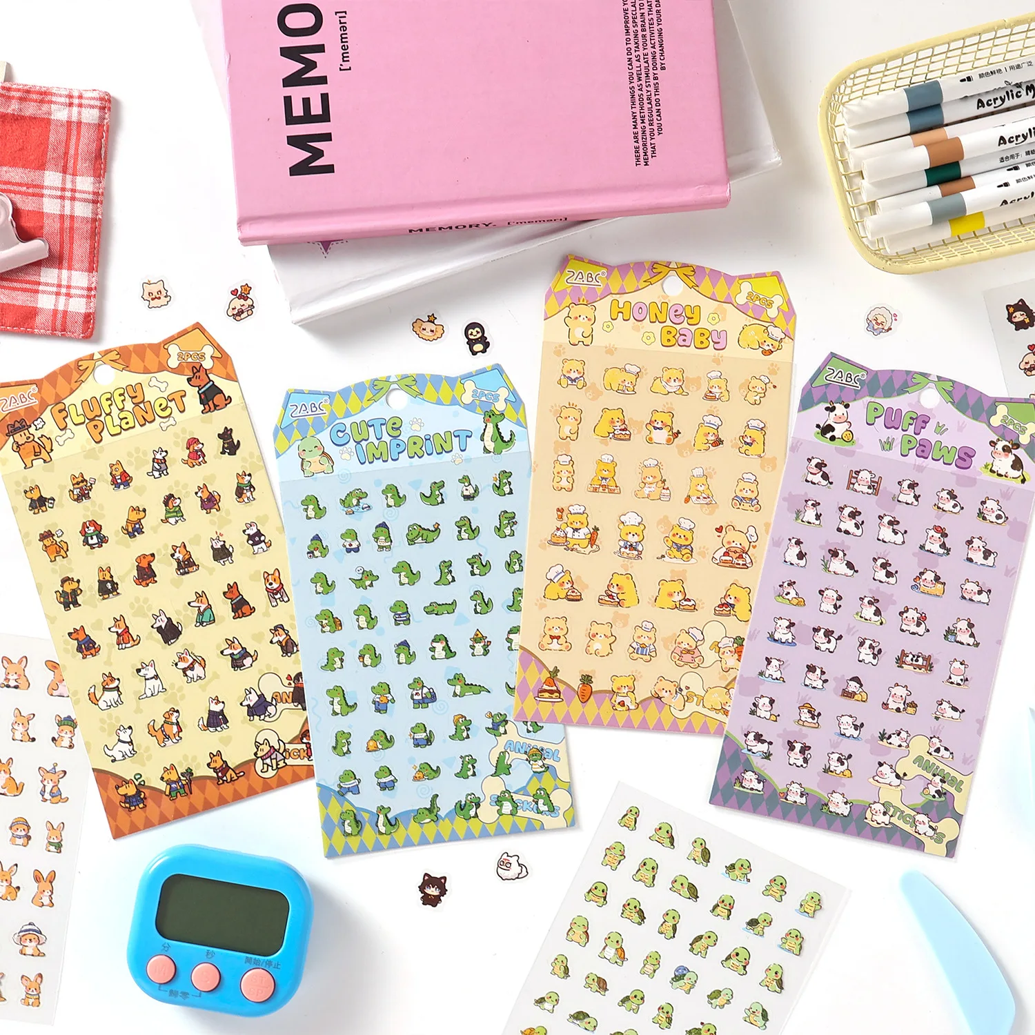 2 sheets Cute Cartoon Little Nosey‑Gag Sticker Sheets, Aesthetic Versatile Supplies for Handmade Scrapbooking & Journaling