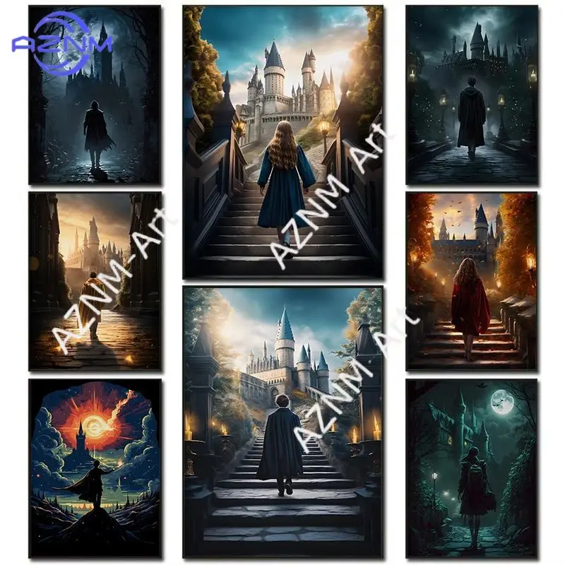 modern Minimalist Magic School Poster Wizard World background Poster Canvas Painting Wall Art Picture for Living Room Home Decor