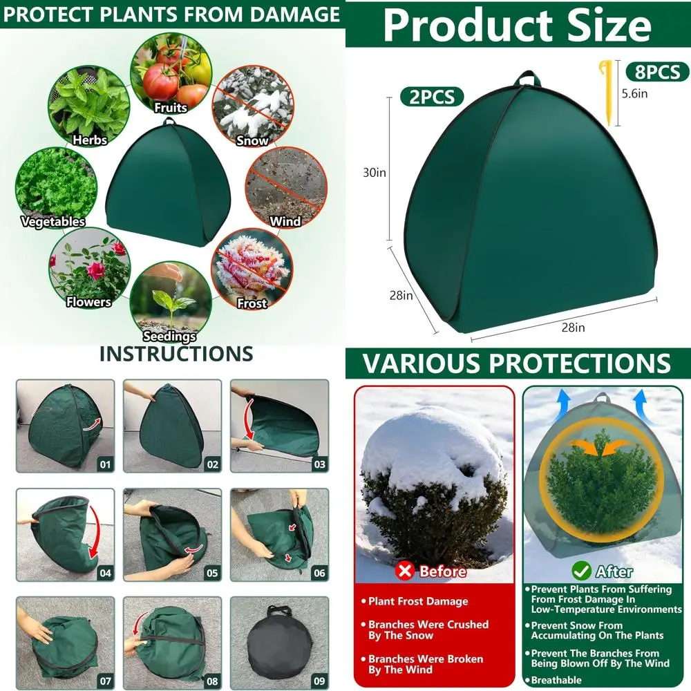 

Frost-Resistant Pop-Up Shrub Covers, 30x28x28 Winter Plant Protector for Outdoor Shrubs and Potted Plants