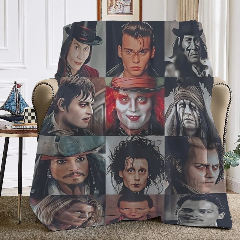 Sofa Blankets for Winter King Size Johnny Depp Warm Bed Fleece Camping Custom Nap Fluffy Soft Blankets Microfiber Bedding