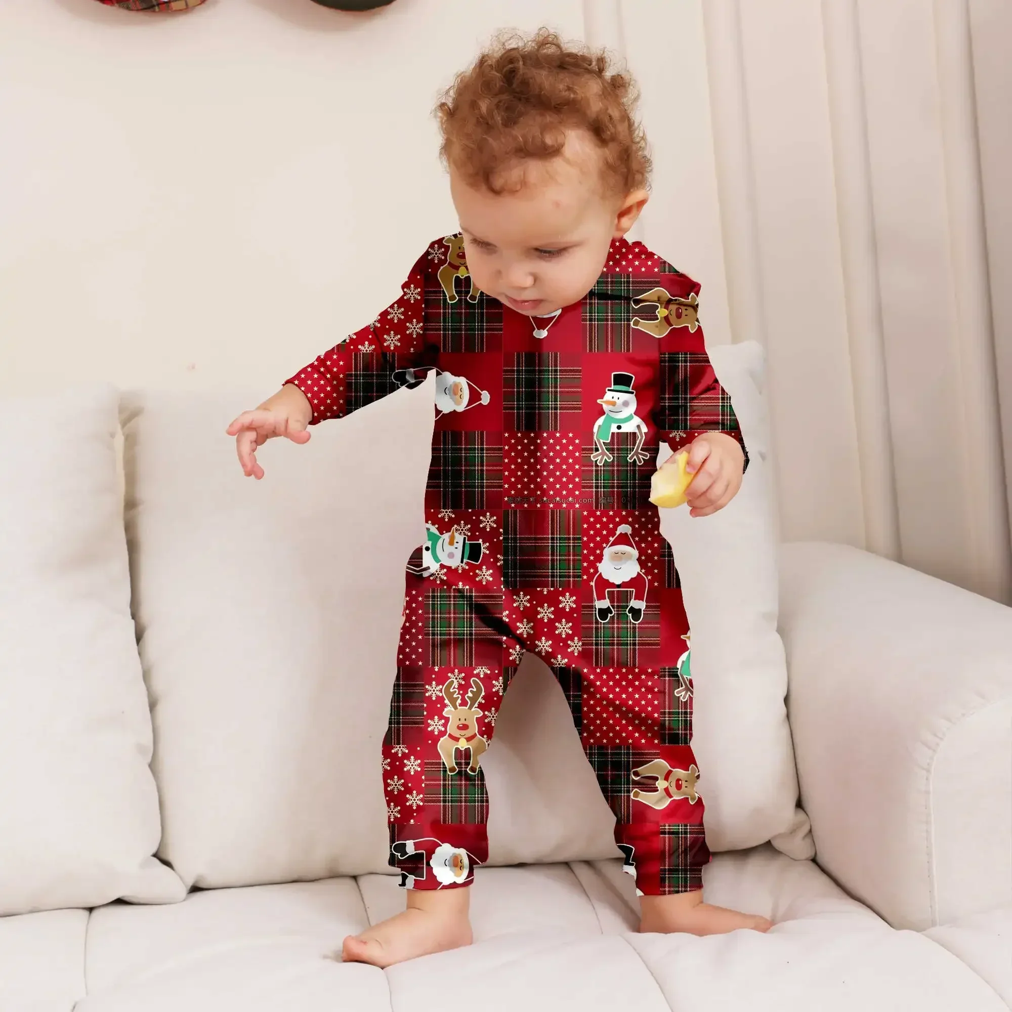 الشتاء 2024 الكرتون لطيف كل انحاء طباعة عيد الميلاد منامة مجموعة سستة الأيائل الأذن مقنعين بذلة قطعة واحدة رومبير عيد الميلاد الأسرة نظرة