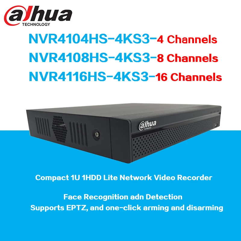 

Dahua NVR4104HS-4KS3 NVR4108HS-4KS3 NVR4116HS-4KS3 4/8/16Channel Compact 1U 1HDD Lite Network Video Recorder