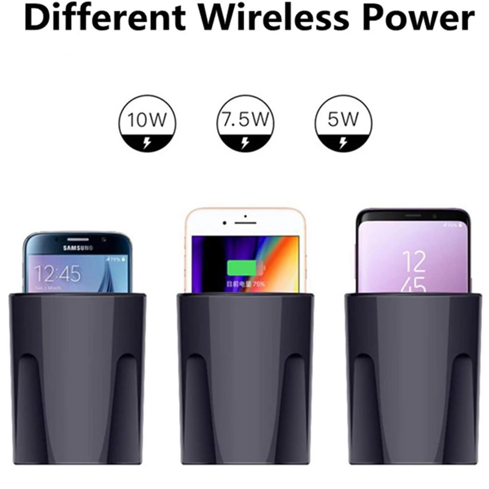 Car Cup 2-in-1 Wireless Car Multi-Function Fast Charging Pad Stand 10W/7.5W/5W High Performance