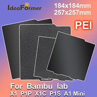 PEI Black Sheet 184X184mm/257X257mm For Bambu Lab X1/P1/A1 /A1mini Build Plate Double-side Smooth Texture Spring Steel PEI sheet