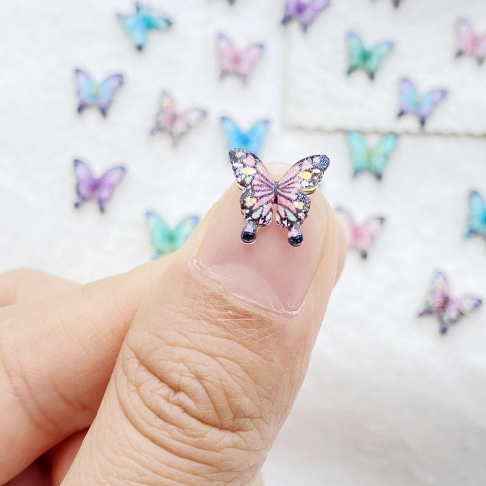 50Pcs Cute Mini Cartoon Colorful Butterflies Nail Art Resin Designer Charms DIY Craft For Nail 3D Decorations Jewelry - Image 3