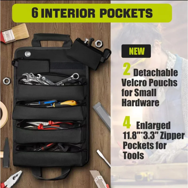 New Car-Mounted Hardware , Portable Electrician Tool Bag, Roll-Up Electrician and Carpenter Storage Bag