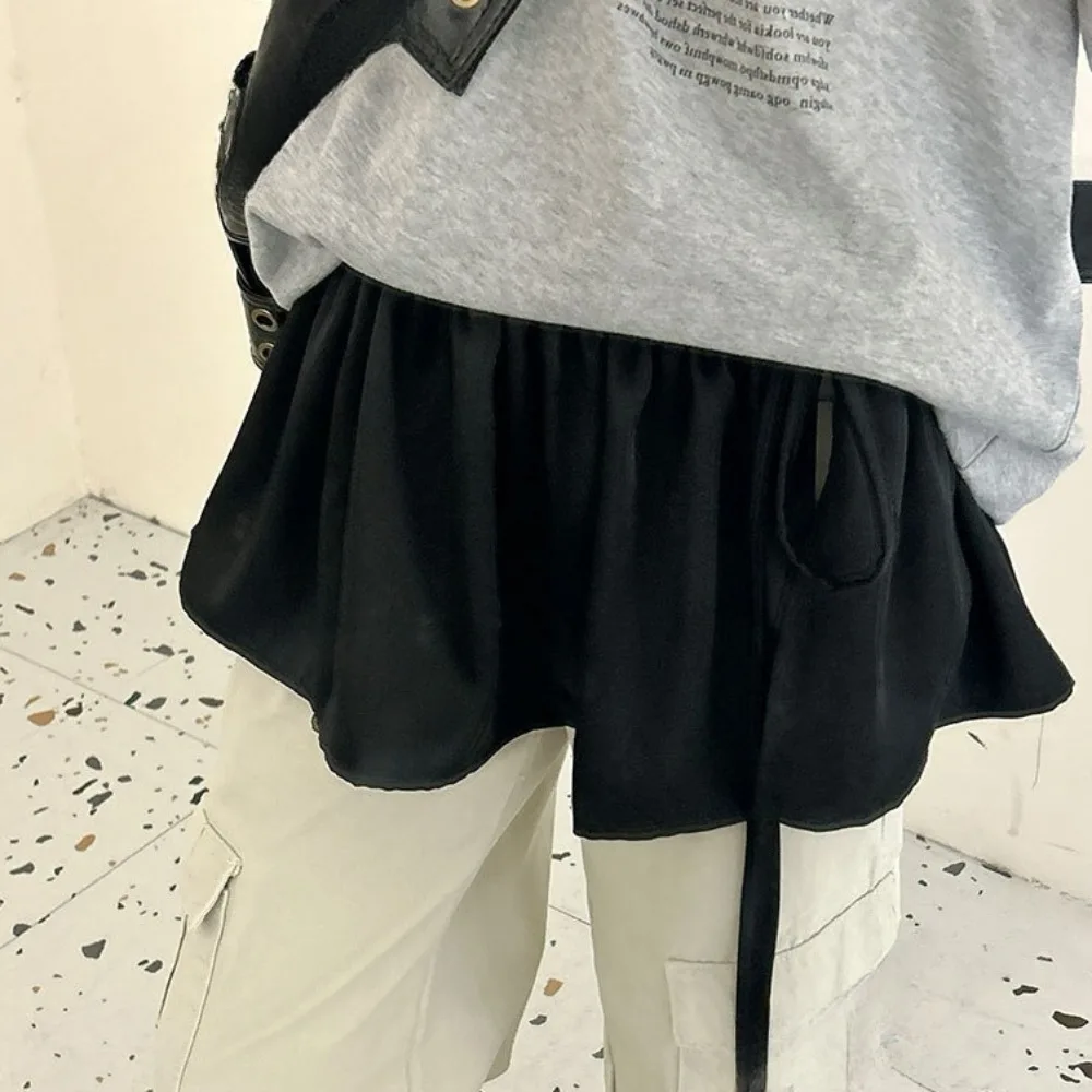 

Hip-hop Layer Outfits Skirt Sweet Shirt Extender Lace Up Hip Scarf Korean Style Solid Color Ruffled Edge Waistband