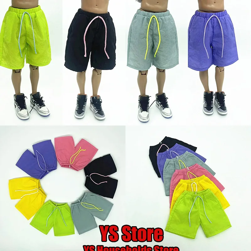 

Pink Green Yellow Bright Color 1/6 Man Soldier Loose Sports Shorts Drawstring Design Pants Accessory For 12" Male Figurin Body