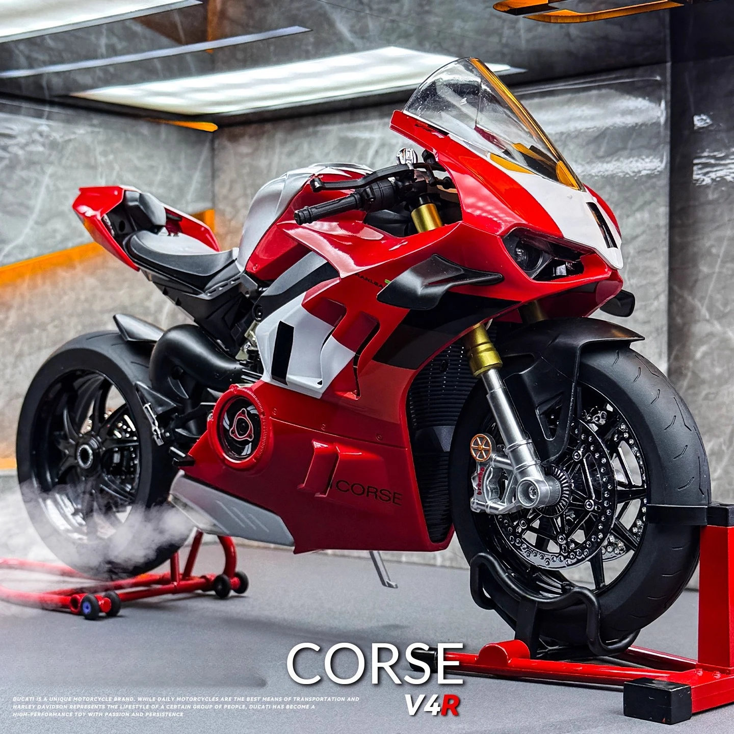 

1:6 V4R Motorcycle Model Toys Alloy Diecast With shock absorbers Advanced Collection Ornament Models