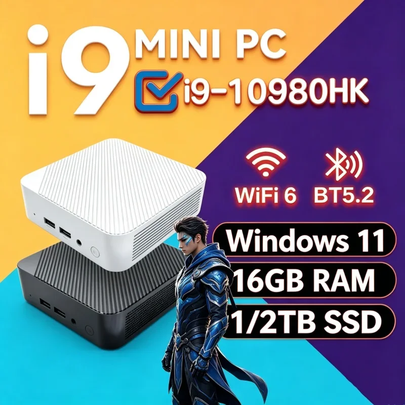 Hefty MINI PC Intel Core I9 10980HK Windows 11 16GB RAM 1TB 2TB SSD WIFI 6 BT5.2 4K HD Mini Gaming Office Study Pc Fit