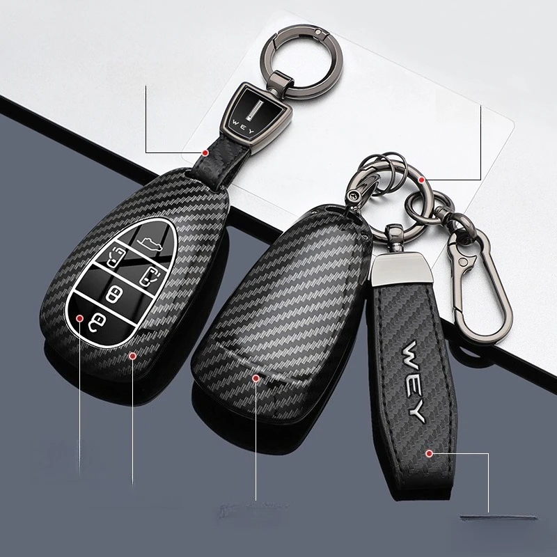 

ABS Key Fob Cover for 2025-2026 WEY Gaoshan 7/8/9/WEY80/WEYG9, Durable Plastic Protective KeyCase Shell with Keychain