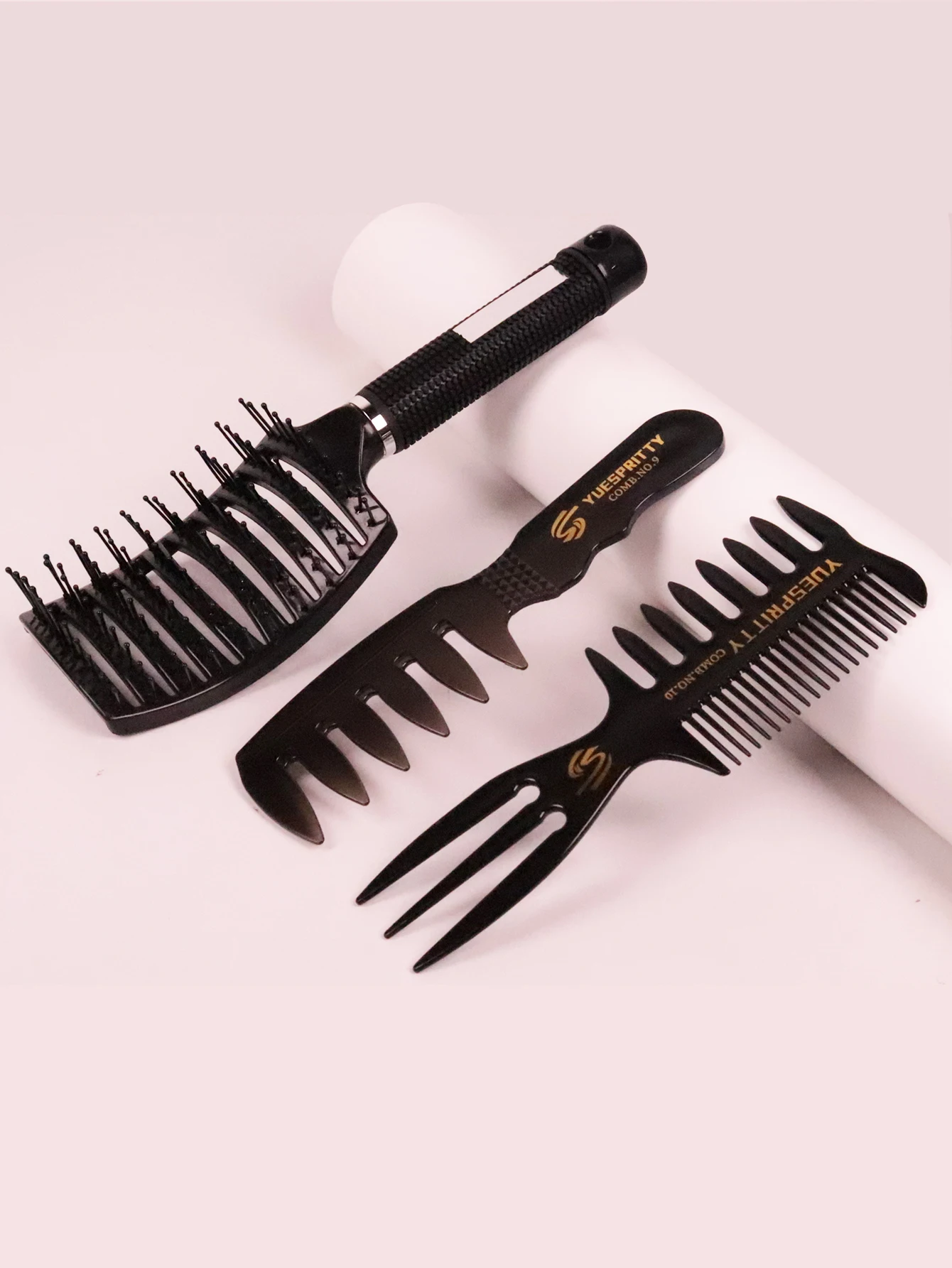 

3pcs professional hair salon styling comb set hollow design massage comb three styling comb set Special for real hair wigs