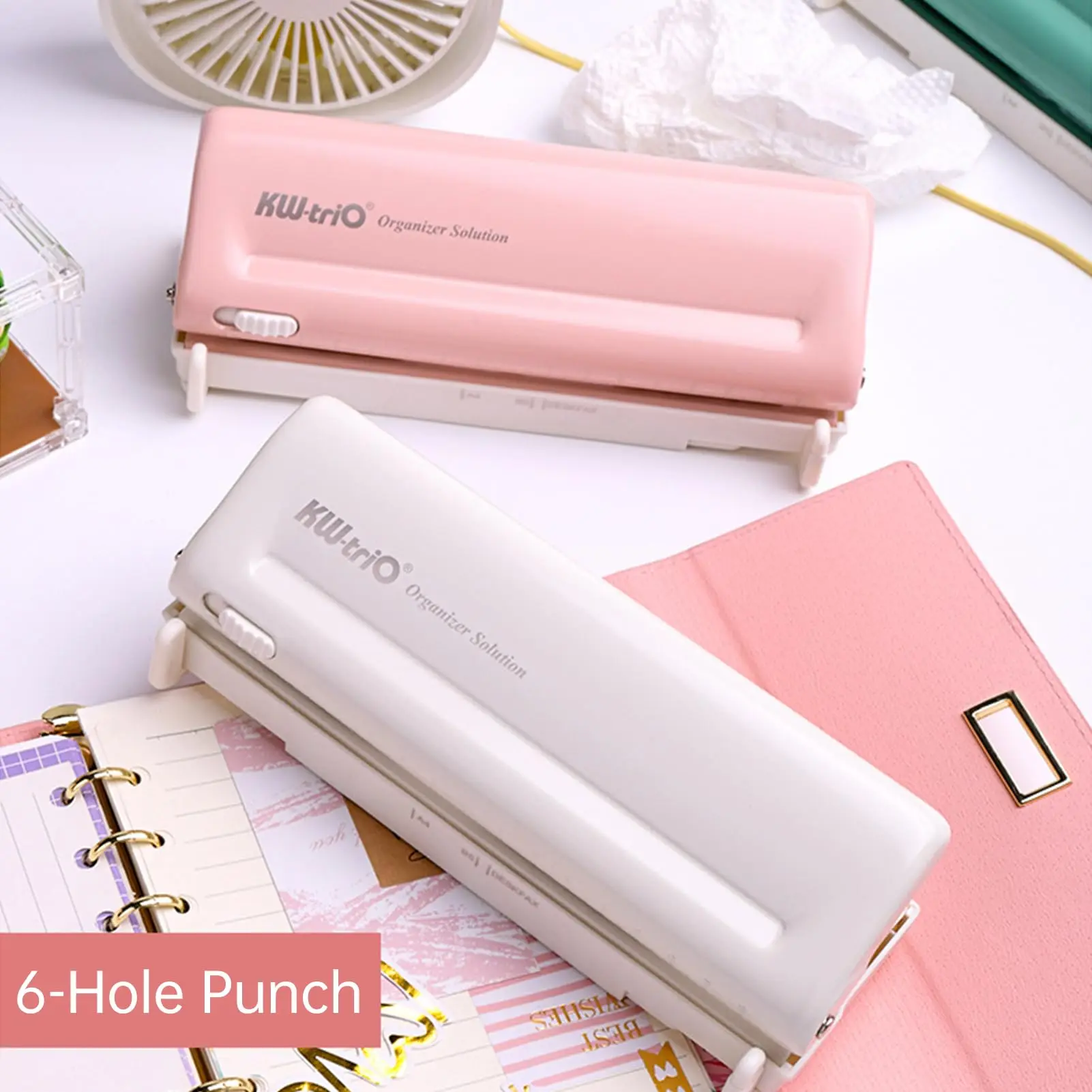 

6/9 hole adjustable loose-leaf puncher 10 pages capacity handbook DIY manual puncher