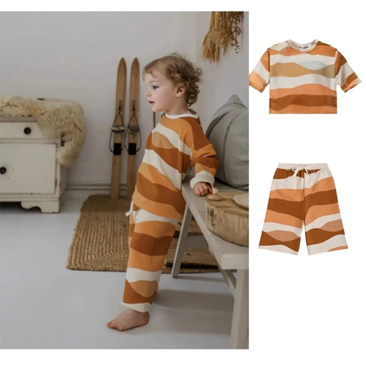 

Children's fleece hoodie autumn and winter new sporty two-piece hoodie casual set, kids clothes