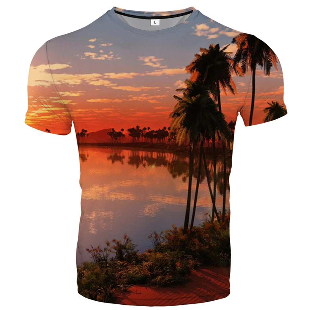 Coconut Tree 3d Print Funny Tshirts New Breathable T Shirt Children Top Kids Boys Girls O Neck T-Shirts Baby Clothes