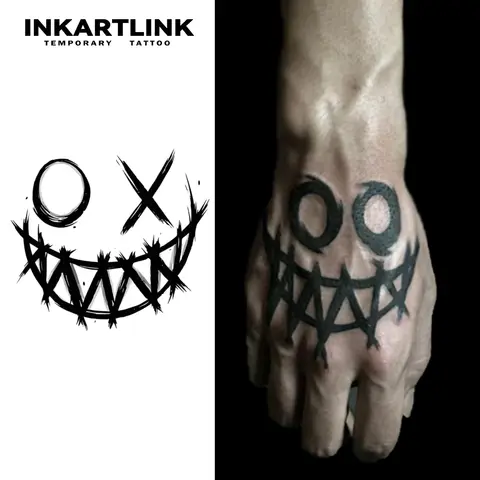 Smiley Face temporary tattoo sticker, waterproof magic tattoo, lasts to 15 days fake tattoo, semi permanent tattoo