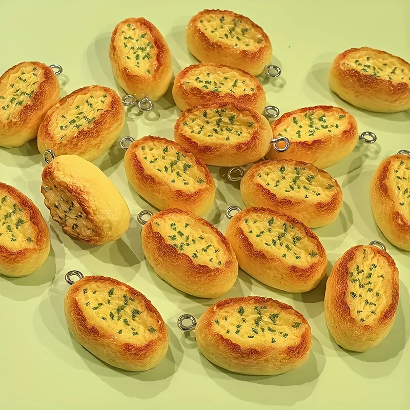 6Pcs Cartoon Cheese Bread Resin Charms Cute Mini Food Pendants DIY Earrings Keychain Jewelry Making Accessories view 2