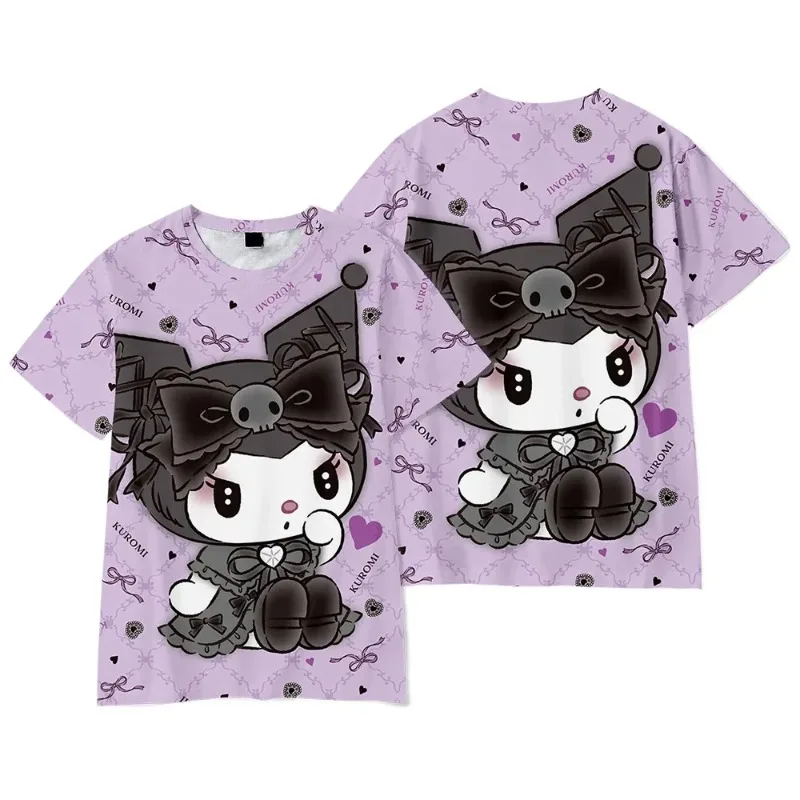 3D  Kuromi Peripheral Digital Printed Short-sleeved T-shirt For Adults And Children The Best Gift Girls Anime kawaii Cartoon