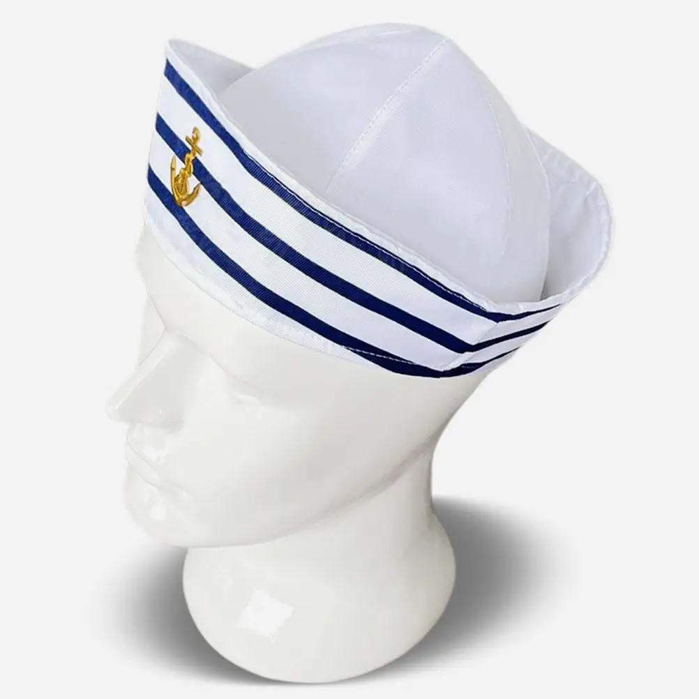 Sombrero de marinero blanco y azul, gorras para hombres y mujeres, cúpula, yate, pareja, sombrero de capitán, adultos, hombres, almirante, Cosplay, puesta en escena, tamaño 56cm