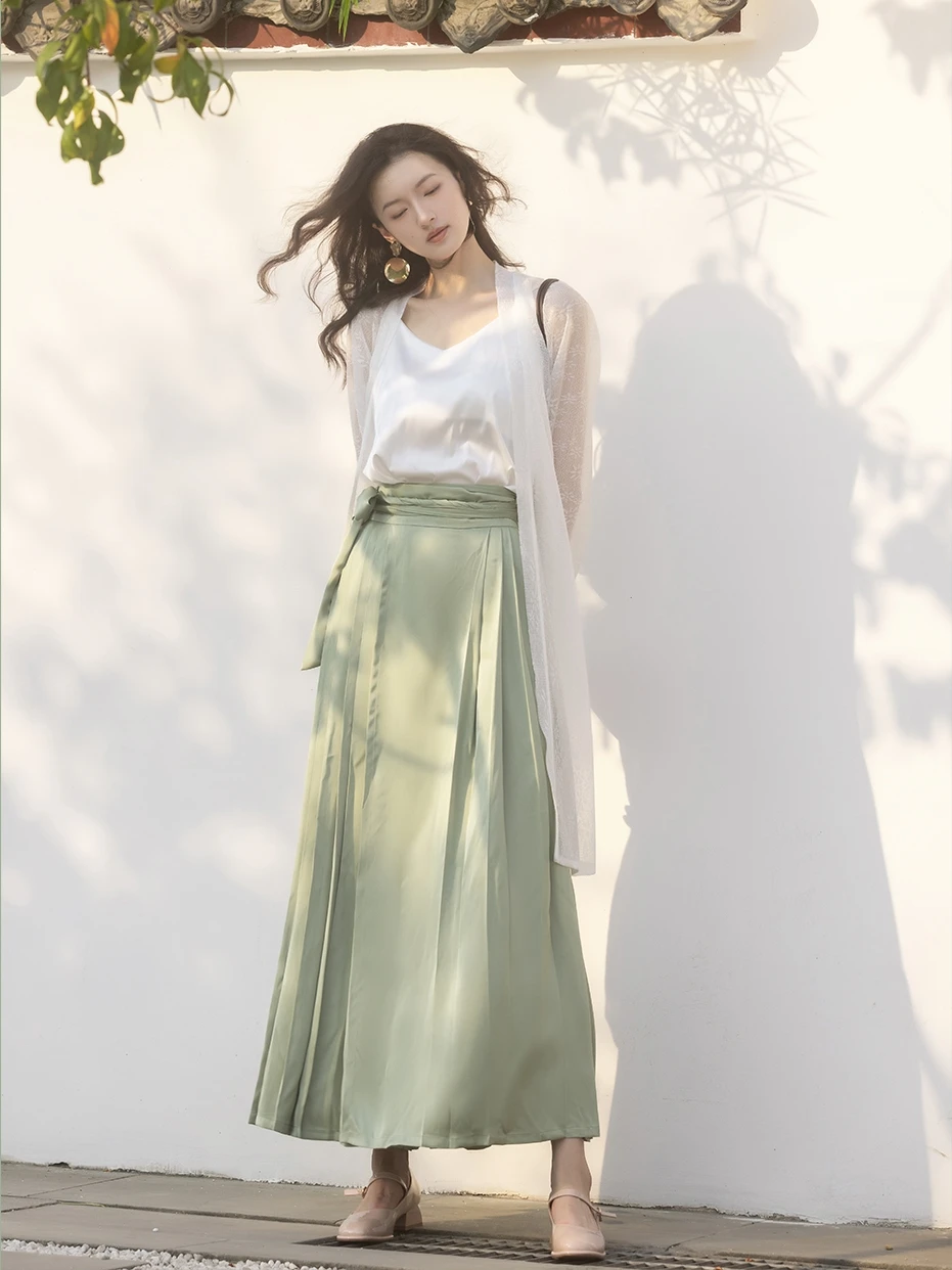 

Original Mountainous Commuter A-Line Skirt een Texture Smooth High Waist Polyester Fiber Office Lady Spring Faion