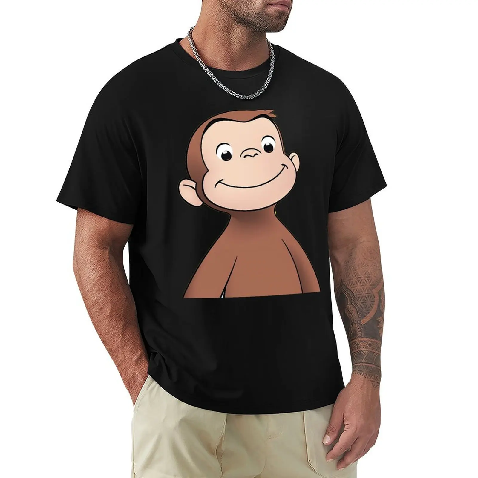 Cute Curious George T-Shirt Large Size Loose Casual Tee