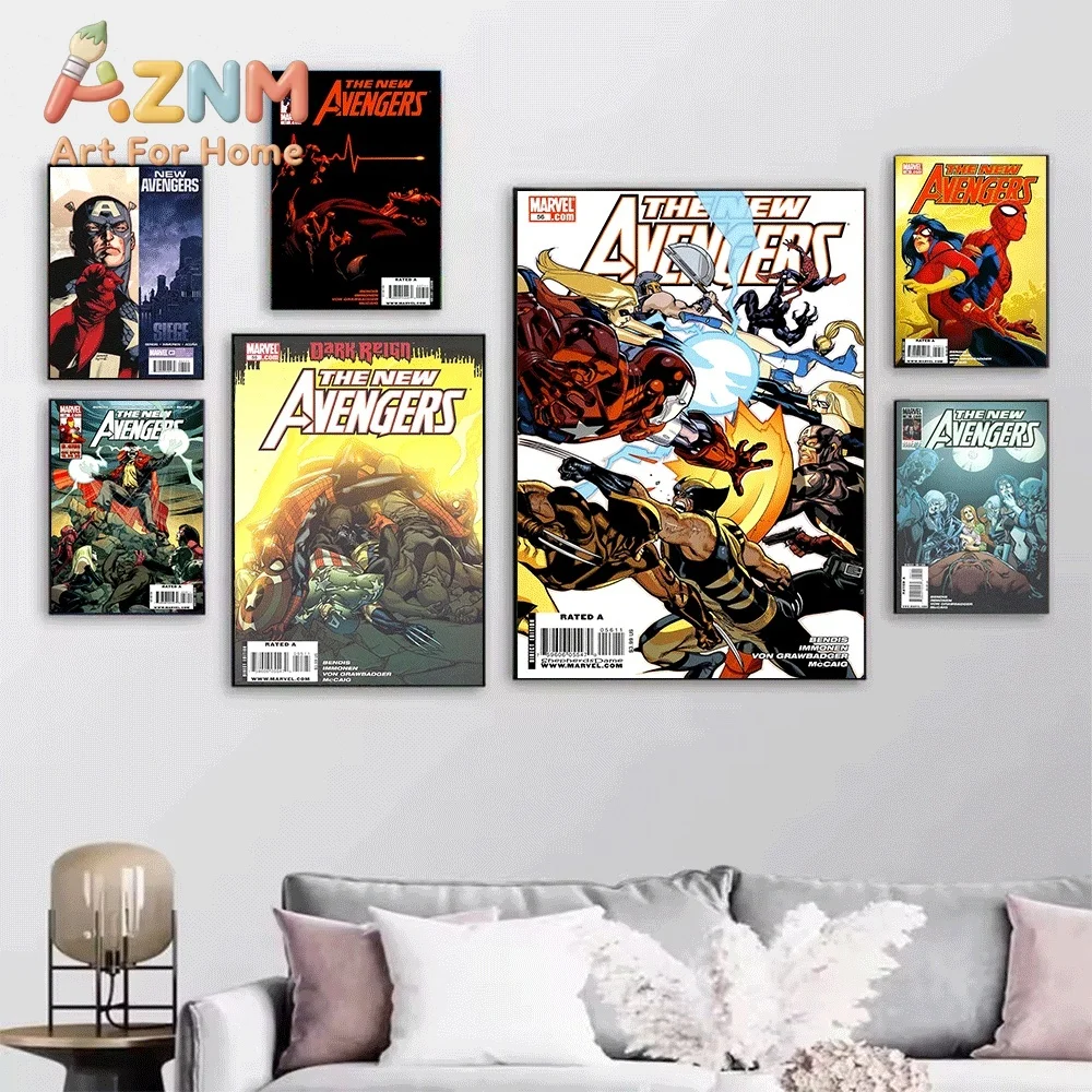 AZNM The New Avengers Dark Reign Comic Canvas Wall Art No Frame Superhero Print Poster For Home Bedroom Living Room Wall Decor