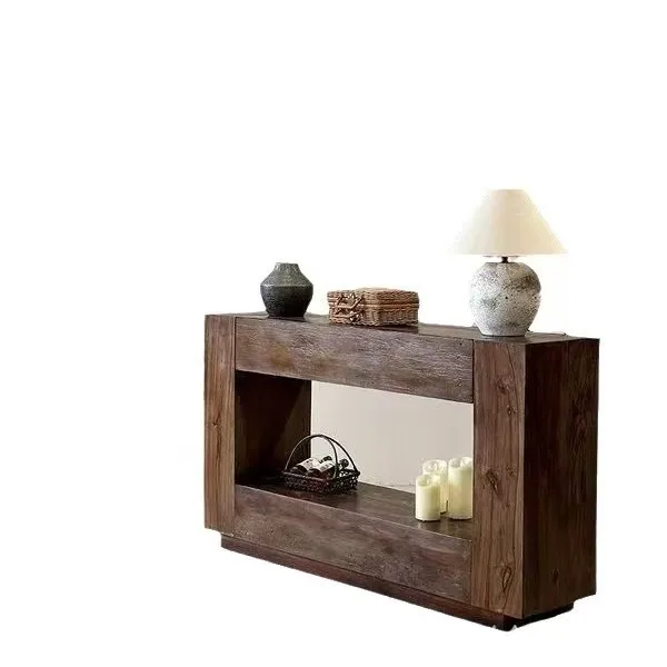 Entrance table storage solid wood with drawers B & B decorative teapot ornament locker old elm side cabinet l