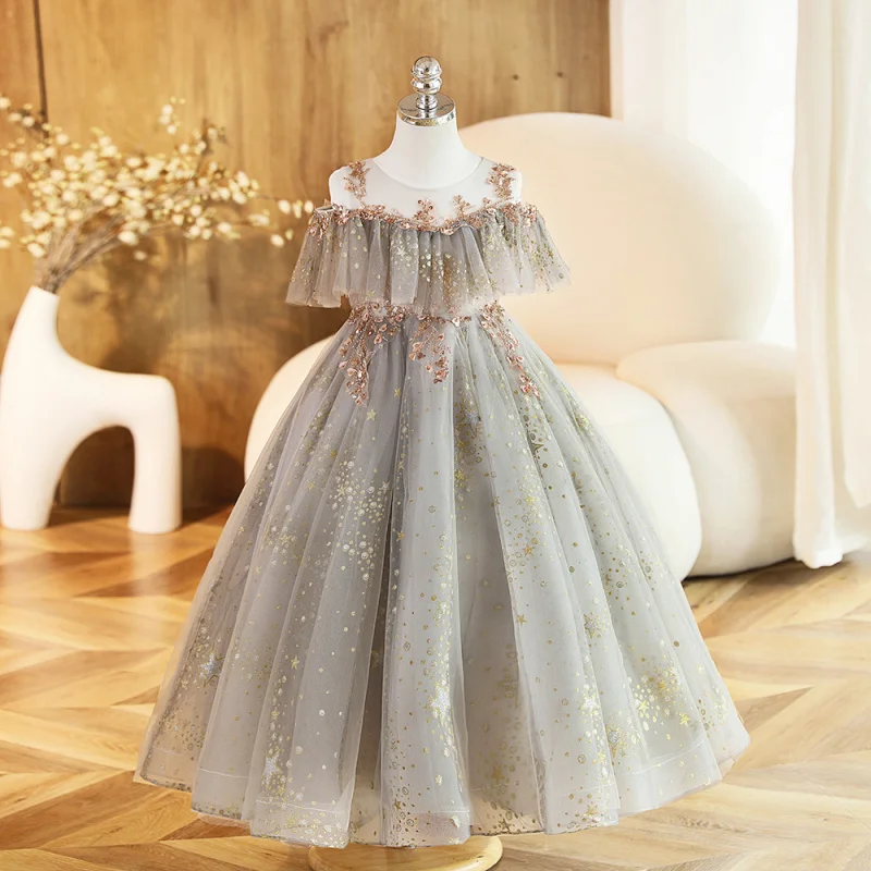 High-End Children's Dress Spring Girl Princess Dress Birthday Party Little Girl Catwalk Piano Performance Costume Flower Girl