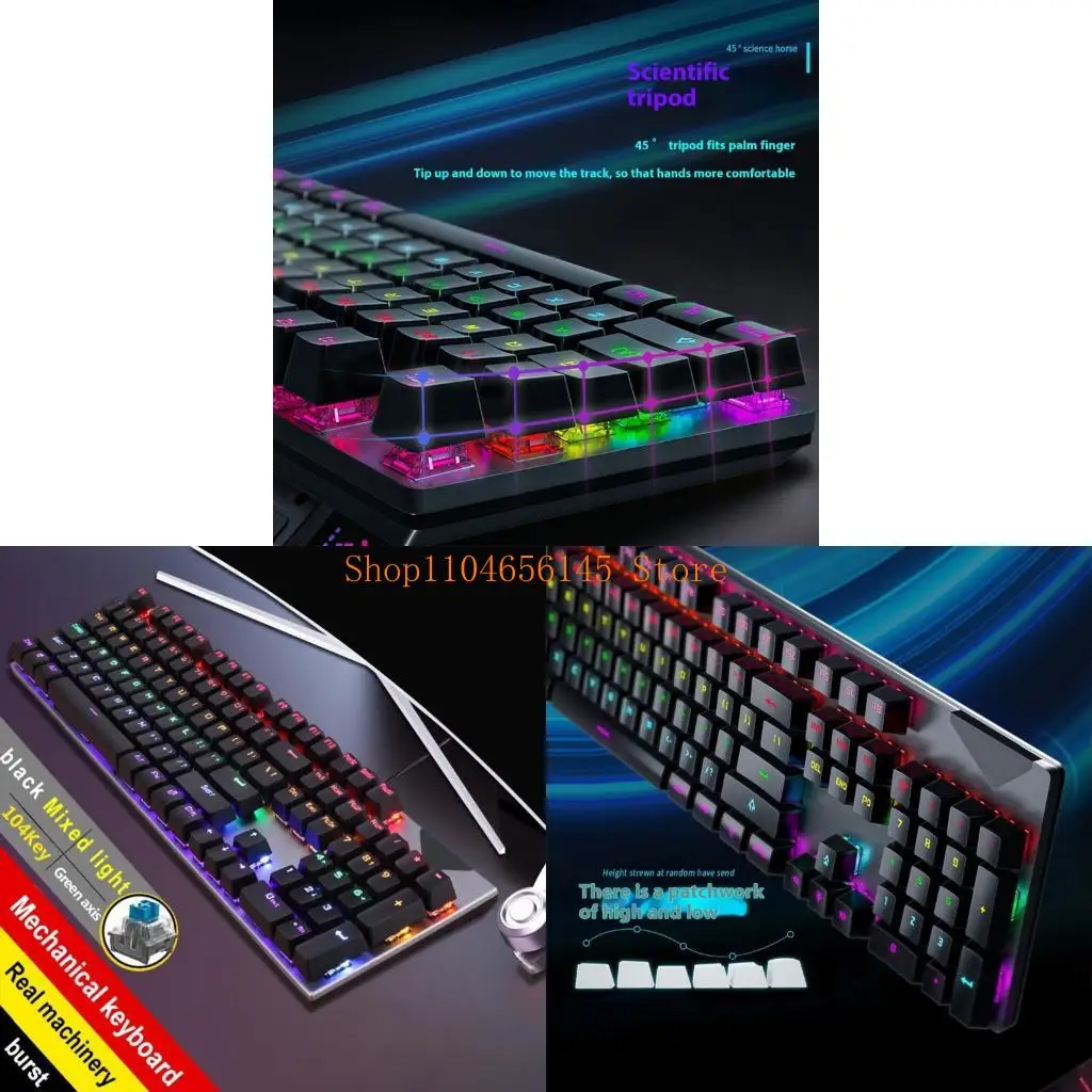 

5asd Full Size Wireds Mechanical Keyboards For Gaming And Work Blue Switches RGBs Backlits AntiGhosting