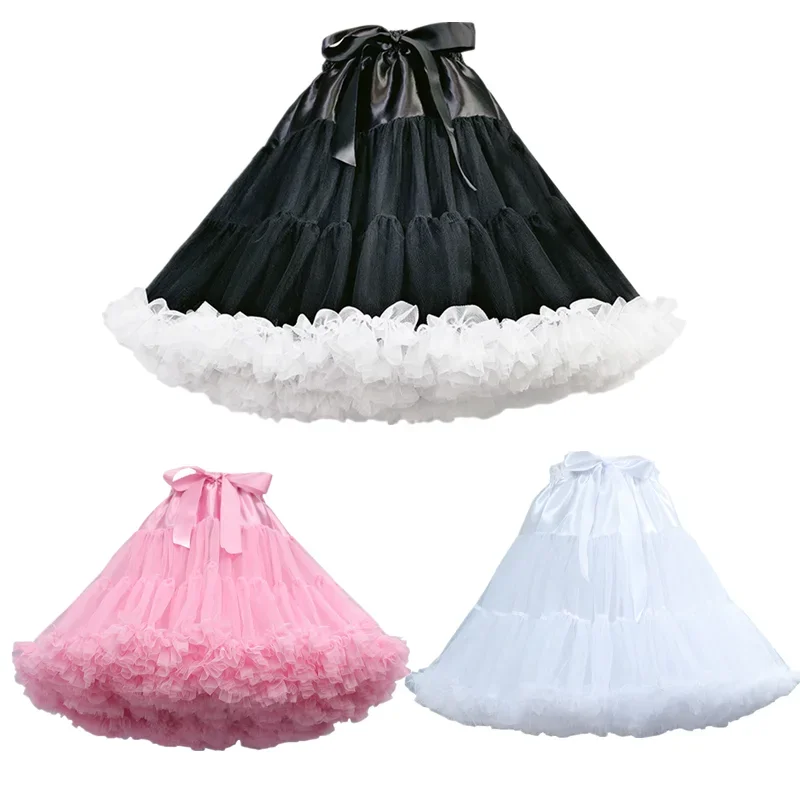 

Lolita Cosplay Women Underskirt for Wedding Dress Clothing Kawai Fairy Maid Pink Short Petticoats Tutu Faldas Cupcake Dress