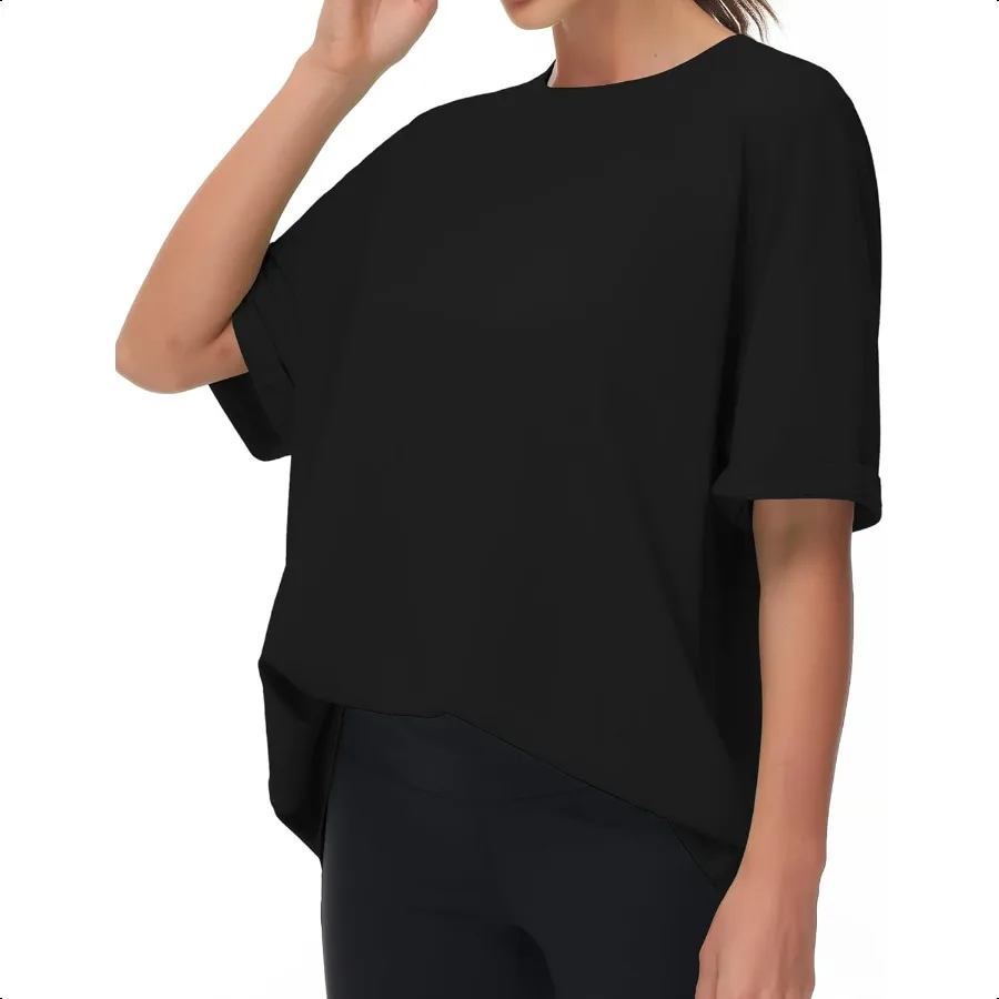 THE GYM PEOPLE เสื้อยืดลําลองขนาดใหญ่ของผู้หญิงฤดูร้อนคอกลมแขนสั้นออกกําลังกายเสื้อทีพื้นฐาน