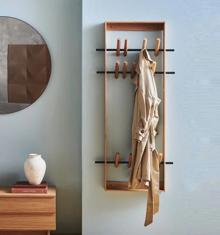 

Wall coat hook modern simple solid wood hanger creative bedroom entrance coat rack clothes storage rack