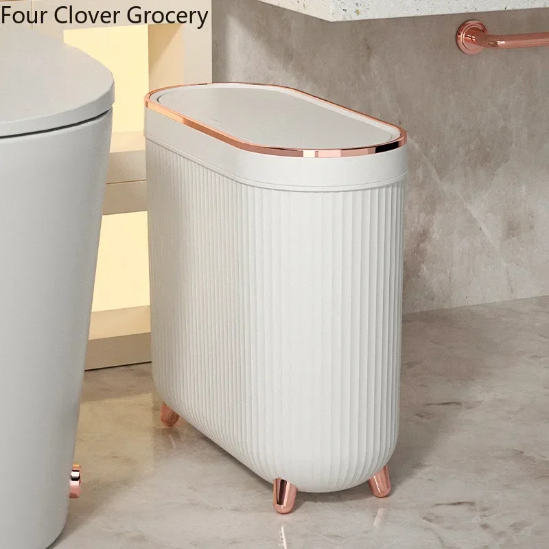 Luxury Bathroom Trash Can for Kitchen with Lid Dustbin Waterproof Trash Bin Wastebasket 12L Large Capacity Garbage Bin