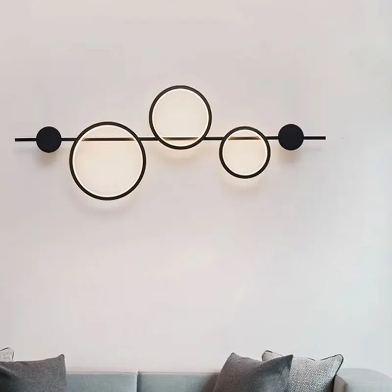 北欧クリエイティブ-led-ウォールランプモダンなリビングルームの寝室の壁燭台黒鉄背景装飾照明器具屋内照明