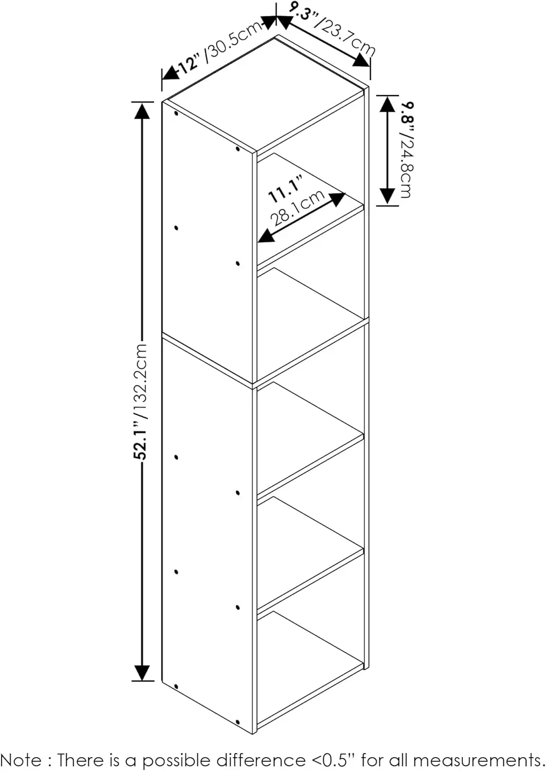

Книжный шкаф Luder / Книга / Хранение, 5-уровневый куб, Белый
