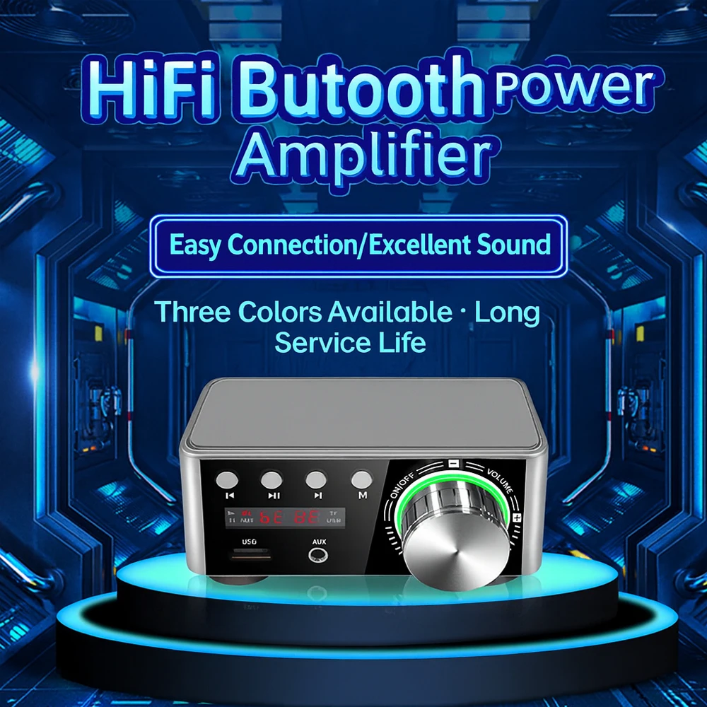 TPA3116 Bluetooth Amplifier Board 50W×2 HiFi Digital Audio Amp 5.0 Support USB TF AUX RCA 12V-24V-No Power Adapter