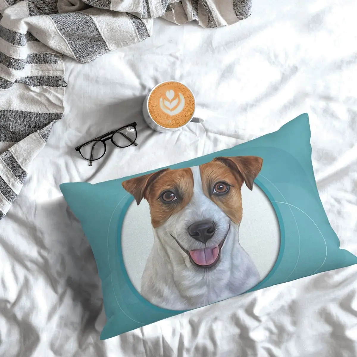 Dog Jack Russell Terrier Drawing, Illustration Funny Dog Rectangle Pillowcase Cushion Cover Bedroom Bed Home Throw Pillow