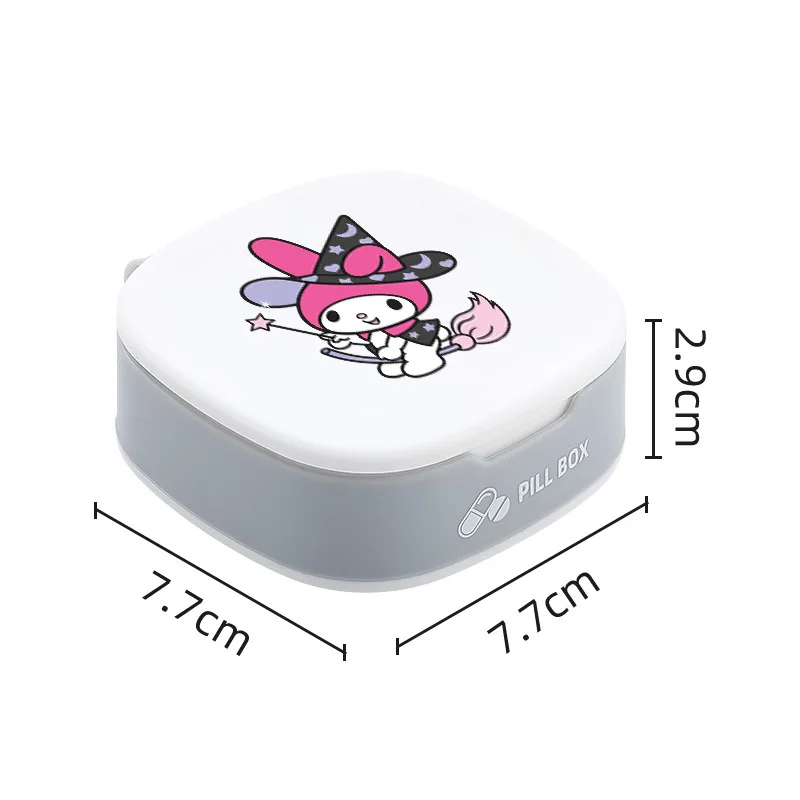 Sanrio Kuromi Hello Kitty Cinnamoroll Mini Portable Pills Organizer Case Cartoon Travel Pill Organizer Moisture-Proof Pill Case