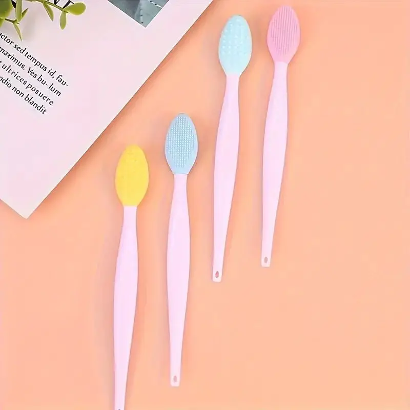 ชุดแปรงขัดหน้าซิลิโคนสำหรับขัดผิวอย่างอ่อนโยน4ชิ้น-เครื่องกำจัดสิวหัวดำและเครื่องนวดผิวสำหรับการดูแลความงามประจำวัน