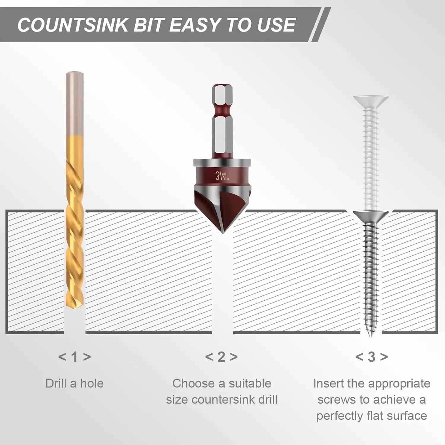 Five Blade Chamfering Set Hard High Carbon Steel Hexagonal Shank Drill Bit Household Practical Woodworking Drilling Tools