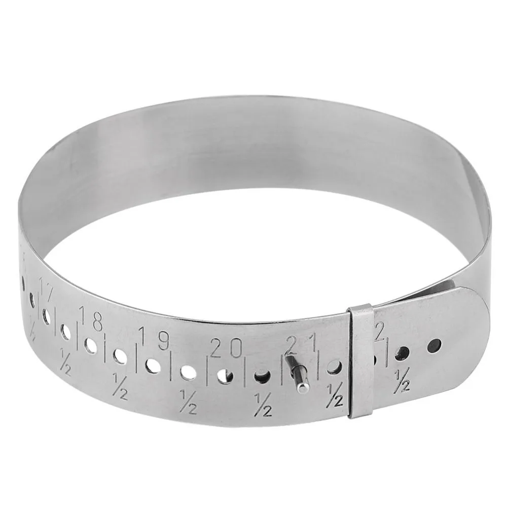 

Stainless Steel Adjustable Bangle Gauge Adjustable Metal Slide Measures in Inches Wrist Gauge 15-23cm Jewel Measuring Tool