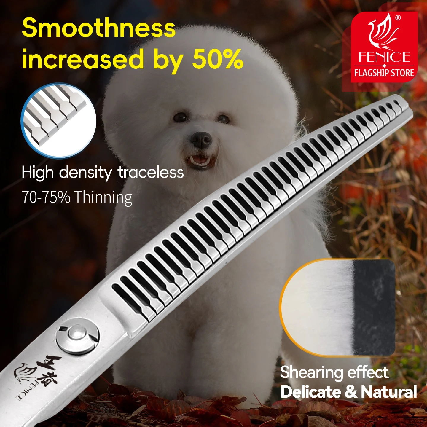 Fenice High-End King Series VG10 Pet Grooming Scissors 7/7.5Inch Curved Chunker Shears for Beautician Canine Hairdressing 70-75%
